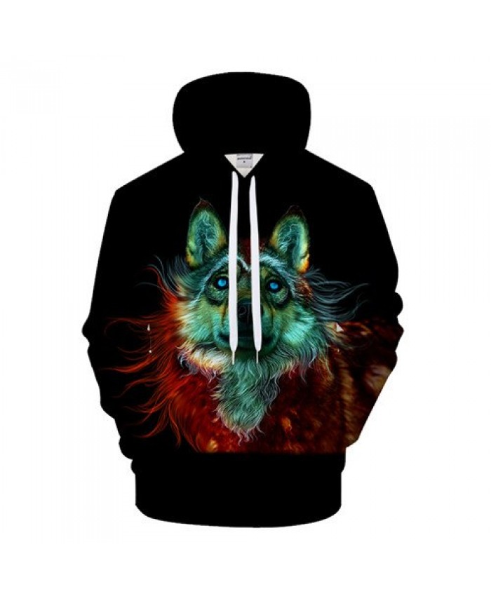 Colorful Wolf Hoodies 3D Sweatshirt Men Women Hoody Streatwear Tracksuit Harajuku Coat Pullover Unisex 6XL Drop Ship