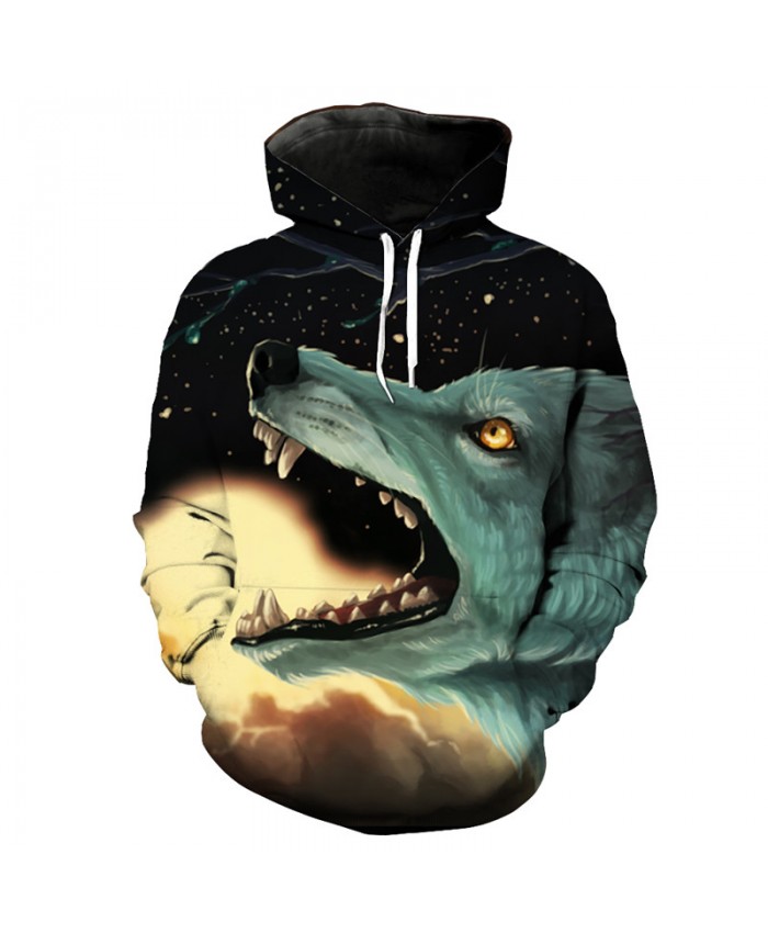 Cool 3D sweatshirt midnight roaring fire wolf print 3D hooded pullover sportswear Men Women Casual Pullover Sportswear