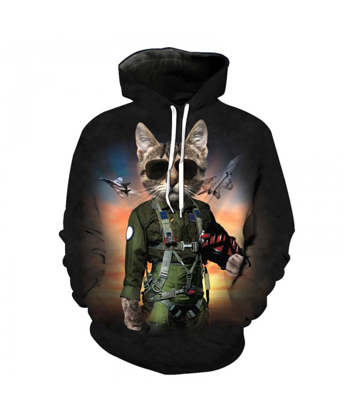 Cool American Air Force Captain Cats Hooder Sweatshirts Casual Hoodie Autumn Tracksuit Pullover Hooded Sweatshirt