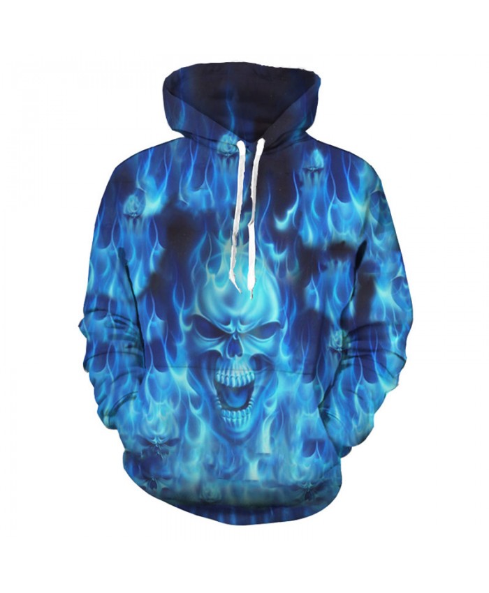 Cool Burning Blue Flames Fashion Hooded Sweatshirt Tracksuit Pullover Hooded Sweatshirt