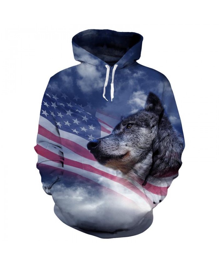 Cool USA Flag Wolf 3D Hoodies Pullovers Men/Women Hipster Animal Hooded Sweatshirts Unisex Adult Hoodie Drop Ship