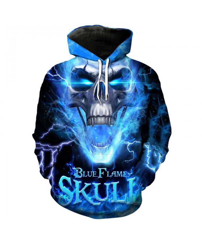 Cool blue lightning flame print fashion 3d hooded sweatshirt hip hop sportswear Tracksuit Pullover Hooded Sweatshirt