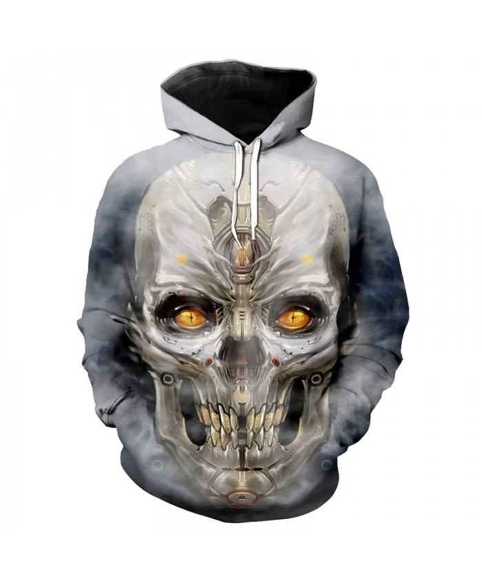 Cool mechanical metal skull fashion 3D men's hooded sweatshirt streetwear casual pullover Tracksuit Pullover Hooded Sweatshirt