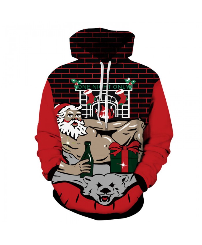 Cool red Christmas hooded sweatshirt fun print 3D pullover sweatshirt 3D Pattern Print Hoodies  Men Women Casual Sweatshirt