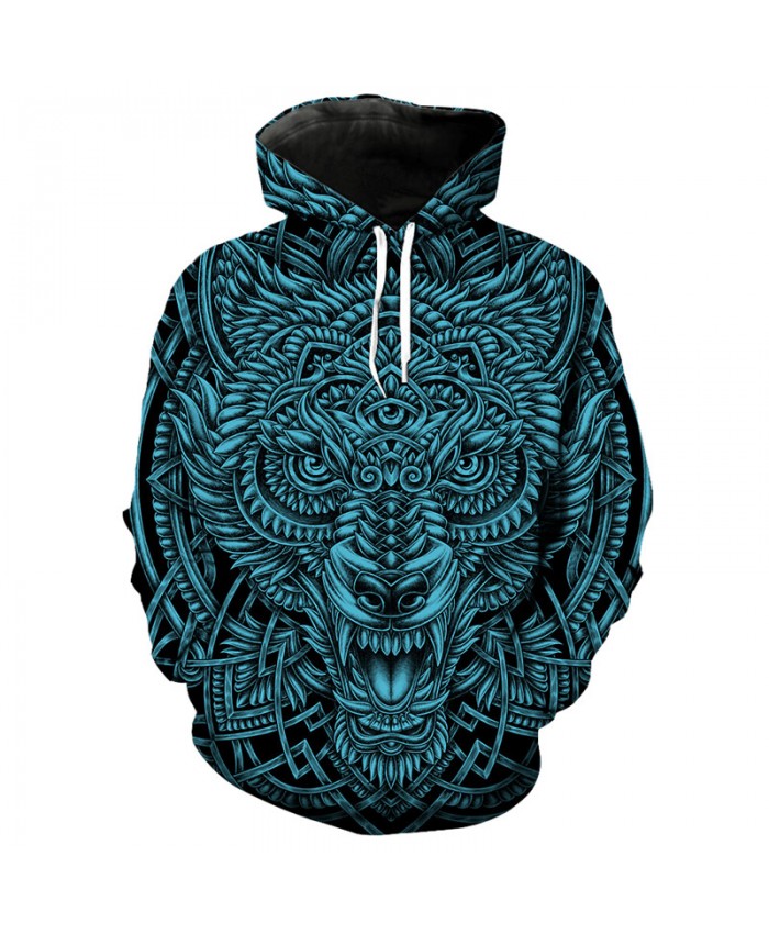 Cool totem wolf print fashion hooded sweatshirt pullover hip hop streetwear Tracksuit Pullover Hooded Sweatshirt