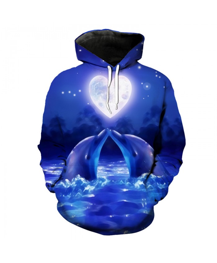 Couples 3d Dolphin Purple Hoodie Sweatshirt Men Women Fashion Pullovers Sportswear Men Women Casual Pullover Sportswear