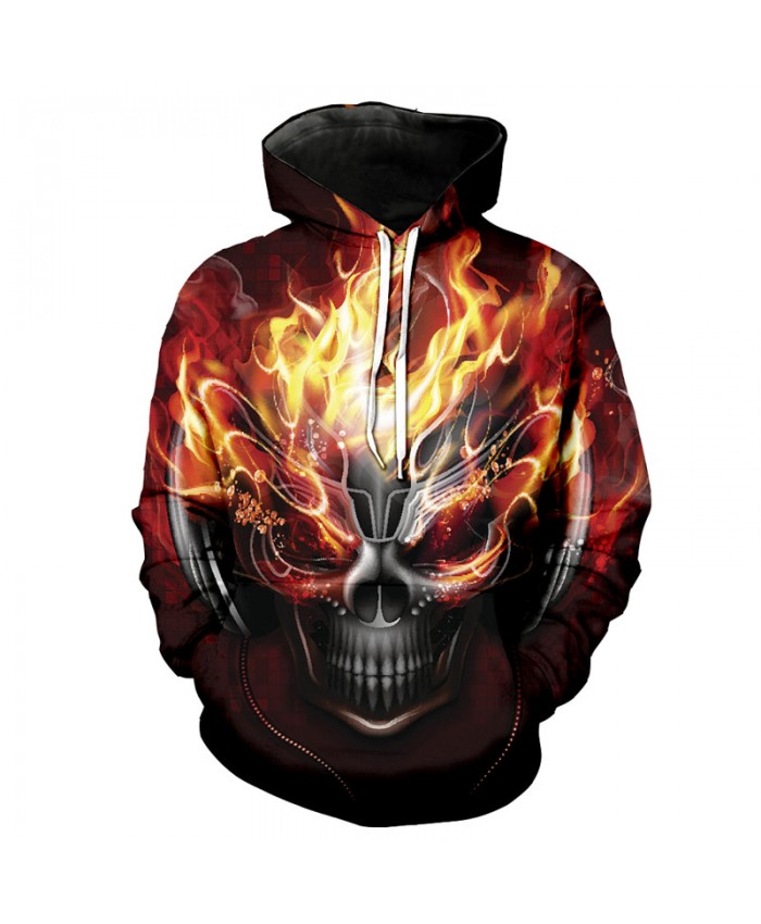 Crazy Music DJ Flame Skull Street Hoodie Fashion Hoodie Pullover Tracksuit Pullover Hooded Sweatshirt