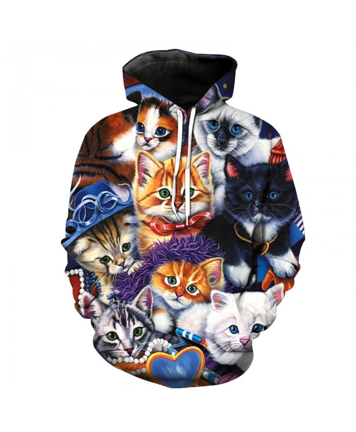 Cute 8 Brothers Cats Fashion Cool Hooded Pullover Casual Hoodie Autumn Tracksuit Pullover Hooded Sweatshirt