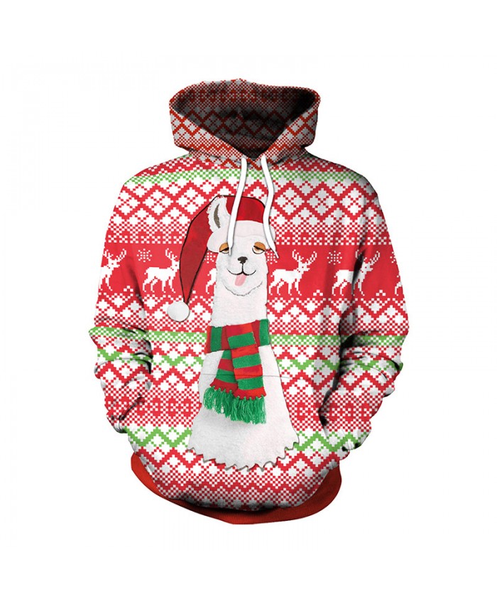 Cute Alpaca Christmas Sweater Unisex Men Women Vacation Santa Elf Pullover Funny Sweaters Tops Autumn Winter Clothing