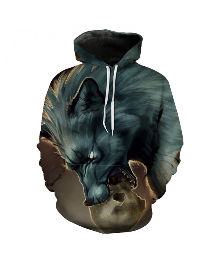 Dangling skull wolf Wolf Hooded Sweatshirt Neutral Hoodies Tracksuit Pullover Hooded Sweatshirt