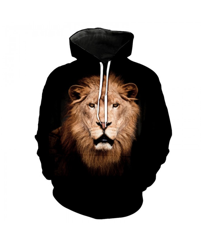 Dark Lion Print Neutral hooded sweatshirt Casual Hoodie Autumn Tracksuit Pullover Hooded Sweatshirt