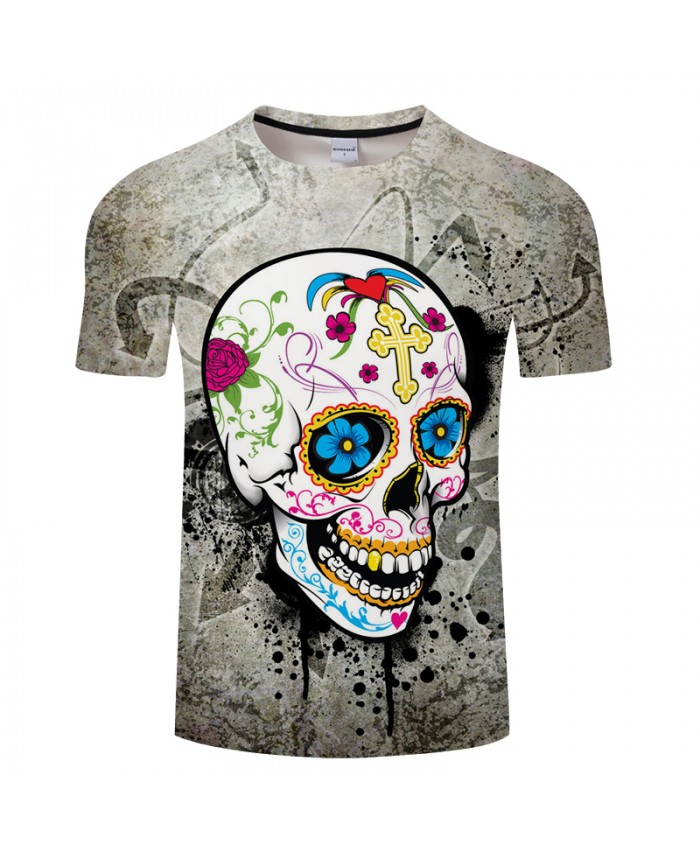 Youth 3D Printed Simple Skull Casual T-Shirt Short Sleeve for Kids Creative Graphic Design Summer Tee