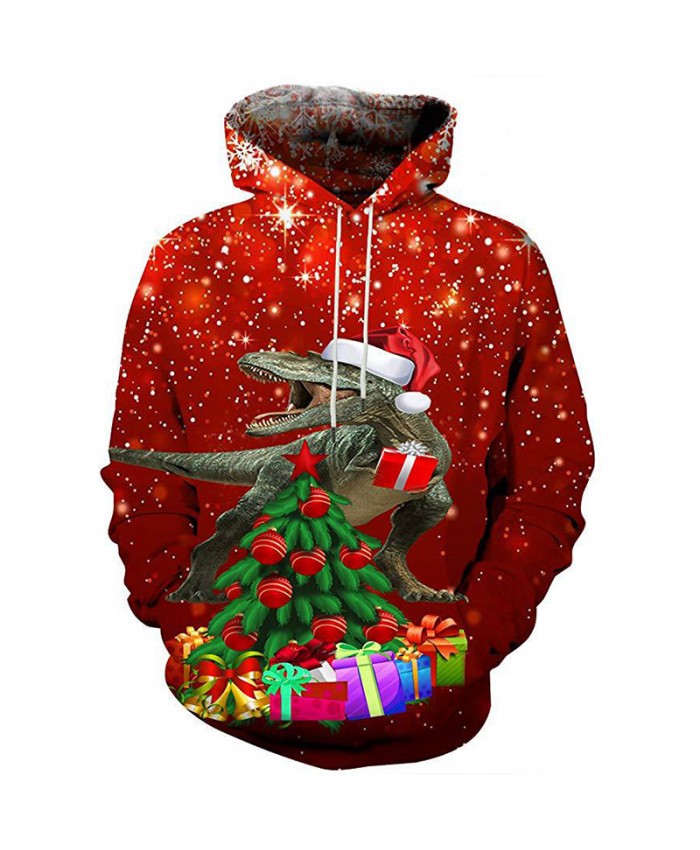 Dinosaurs and Christmas Trees Christmas Hoodies 3D Sweatshirts Men Women Hoodie Print Couple Tracksuit Hooded Hoody Clothing
