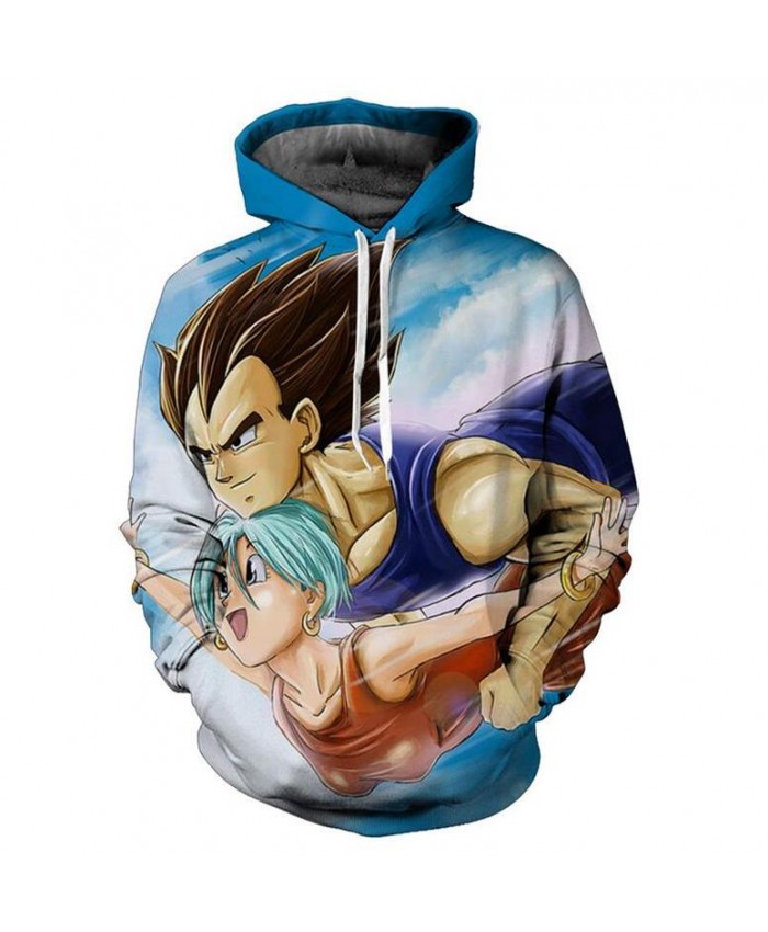 Dragon Ball Z Vegeta and Bulma 3D All Over Print Pullover casual Hoodies Super Saiyan Men Women Hooded Sweatshirt