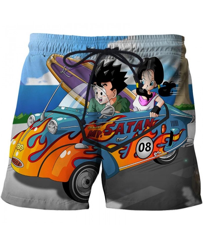 Driving A Car Dragon Ball Men Anime 3D Printed Beach Shorts Casual Summer Male Quick Dry Breathable Board Shorts