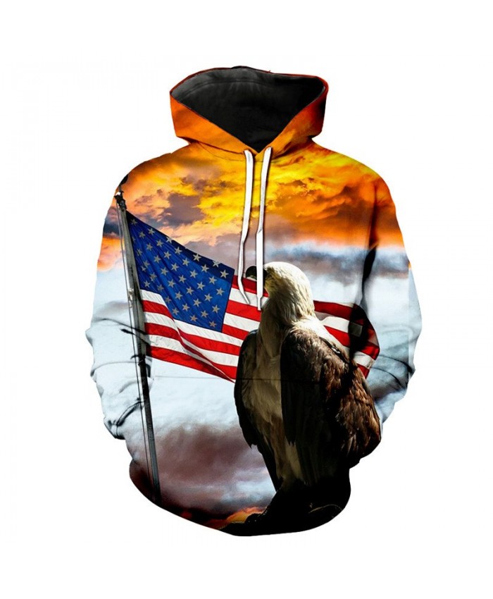 Dusk Clouds Flag Eagle Print Stylish Neutral Hooded Sweatshirt 2021 Causal Pullover Casual Hoodie Autumn Tracksuit Pullover Hooded Sweatshirt