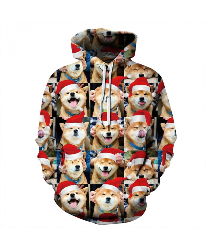 EU Size Christmas Cute Dog Hooded Sweatshirt Men Women Autumn Winter Sportswear Tracksuit All Over Printed 3D Hoodie Hoodies