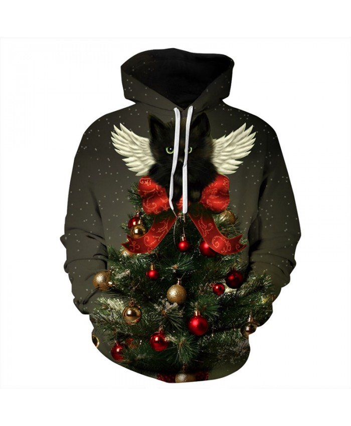 EU Size Galaxy Black Cat Christmas Hoodie Men Women Autumn Winter Sportswear Tracksuit Casual 3D Pullover Hooded Sweatshirts