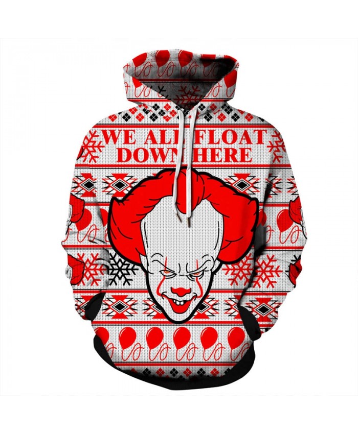 EU Size Red Christmas Hooded Sweatshirts Men Women 2019 Autumn Winter Sportswear Tracksuit All Over Printed 3D Hoodie Hoodies