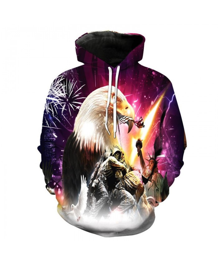 Eagle Soldier Print Fashion Hooded Sweatshirt Women Men Casual Hoodies Casual Hoodie Autumn Tracksuit Pullover Hooded Sweatshirt