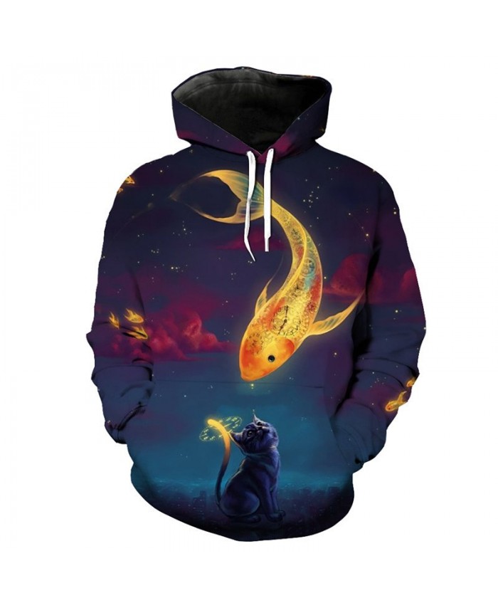 Fantasy Star Fish Print Fashion Casual Hoodie Sweatshirt Casual Pullover Sportswear Men Women Casual Pullover Sportswear