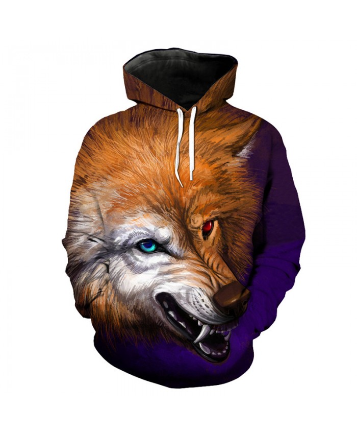 Fashion 3D Hoodie Fun Oil Painting Roaring Yellow Wolf Print Cool Hooded Sweatshirt Men Women Casual Pullover Sportswear