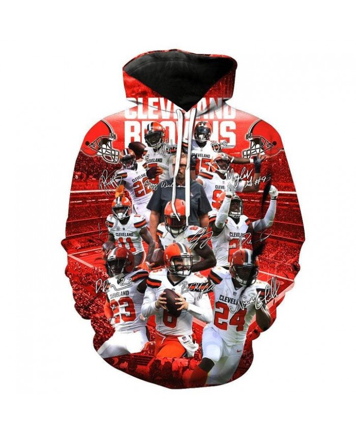 Fashion 3D NFL American Football Cleveland Browns Hoodie Cool Sweatshirt Streetwear