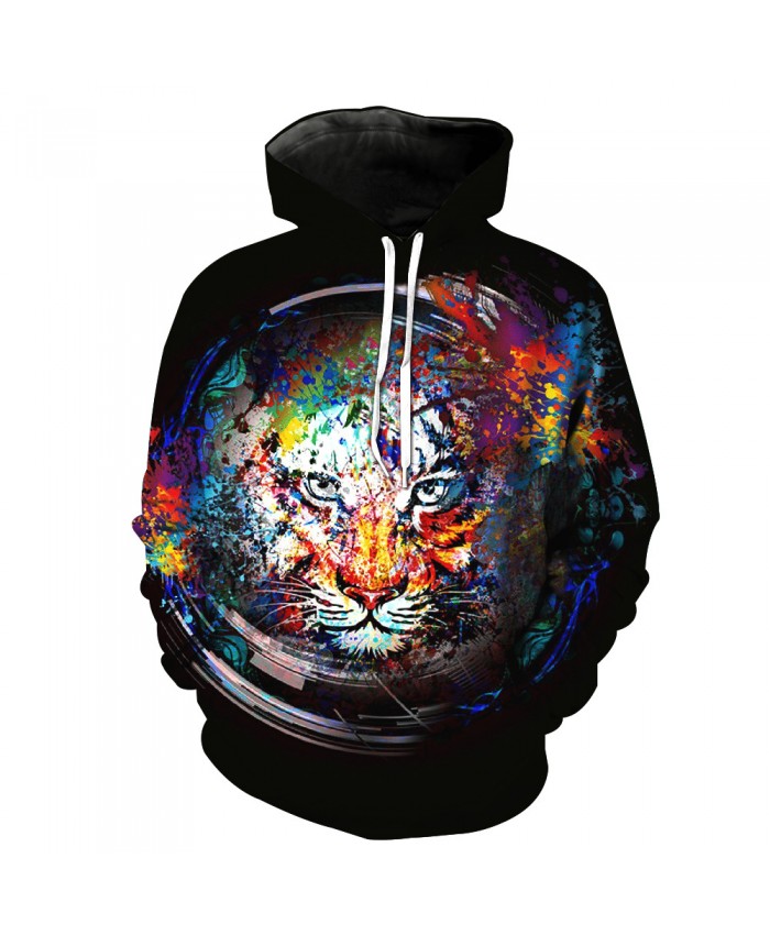 Anime Blue Flame White Tiger Fashion Hooded Sweatshirt Casual Hoodie ...