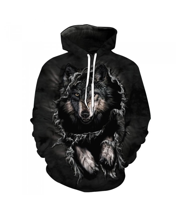 Fashion 3D Printing Pullover Men Women Harajuku Hooded Sweatshirt Wolf Hoodies Tracksuit Pullover Hooded Sweatshirt