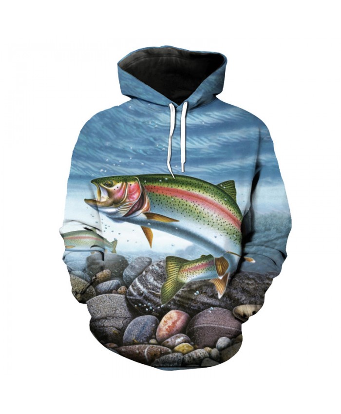 Fashion 3D fish style hooded pullover casual sweatshirt Men Women Casual Pullover Sportswear