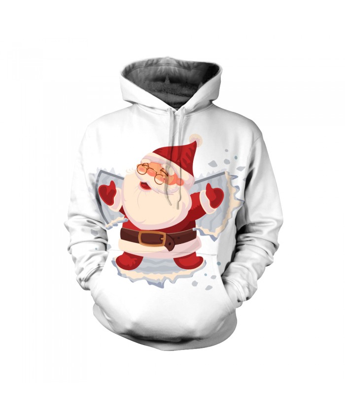Fashion Christmas Hoodie Sweatshirt Christmas Funny The pattern of Santa with glasses on Christmas Day 3D Casual Hoodie Clothing