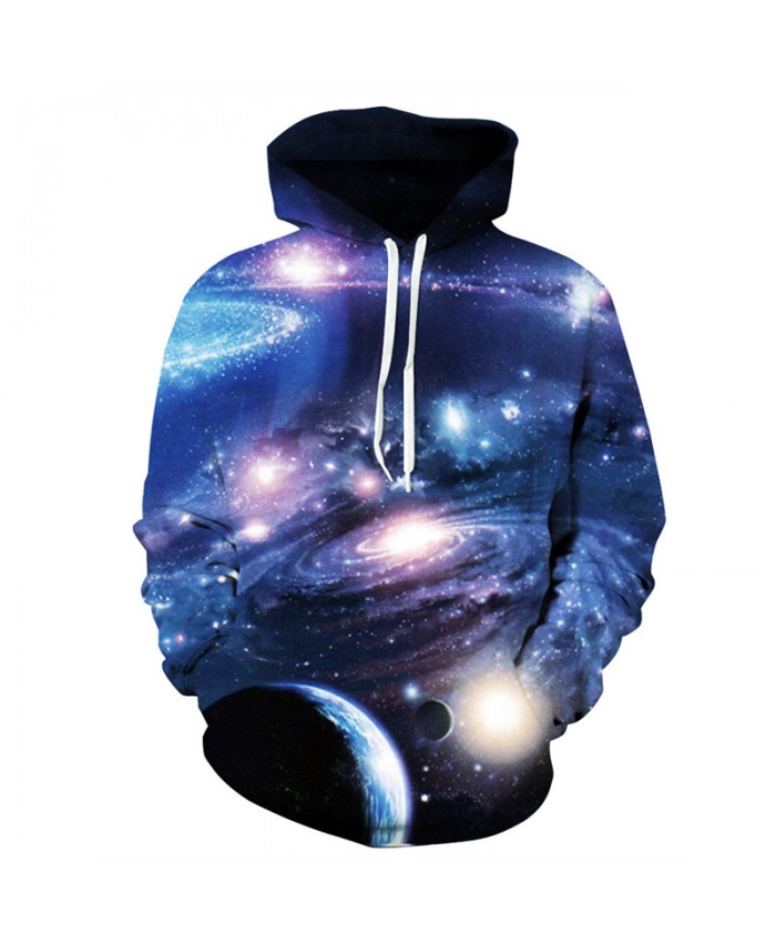 Fashion Cosmic Planet Galaxy Print Hooded Sweatshirt Men Women Causal Hoodies