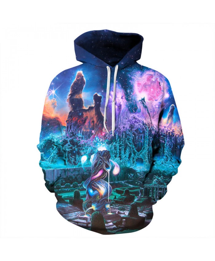 Fashion Men Women Hoodies Dream Galaxy City Castle Printing Hooded Sweatshirt Women Men Sportwear