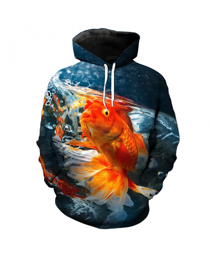 Fashion Pullover 3D Goldfish Print Fun Hoodie Sweatshirt Men Women Casual Pullover Sportswear