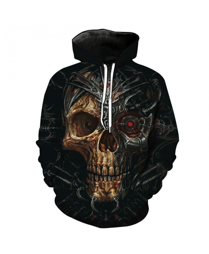 Fashion Skull Hoodie Red-eye Mechanical Skull Fashion Hooded Sweatshirt Street Pullover Tracksuit Pullover Hooded Sweatshirt