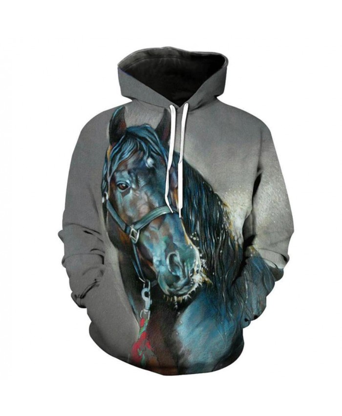 Fashion Sweatshirt Men Women 3d Hoodies Print Horse Animal Pattern Unisex Outerwear Hooded Spring Hoodies A