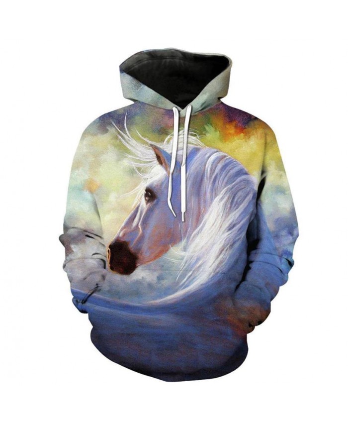 Fashion Sweatshirt Men Women 3d Hoodies Print Horse Animal Pattern Unisex Outerwear Hooded Spring Hoodies C