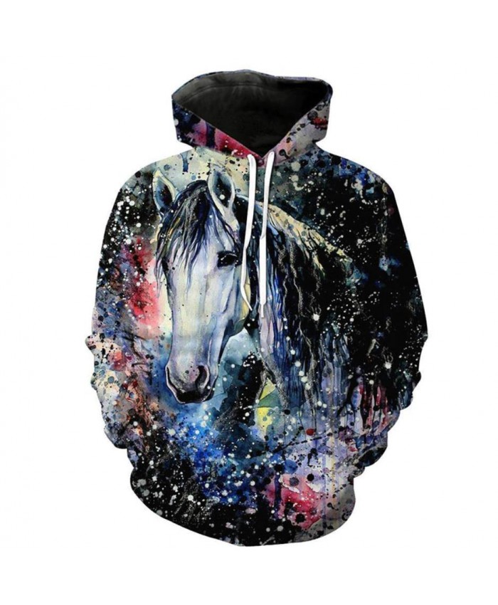 Fashion Sweatshirt Men Women 3d Hoodies Print Horse Animal Pattern Unisex Outerwear Hooded Spring Hoodies D