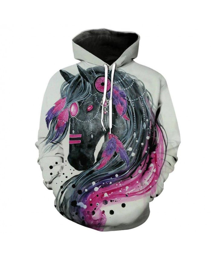 Fashion Sweatshirt Men Women 3d Hoodies Print Horse Animal Pattern Unisex Outerwear Hooded Spring Hoodies I