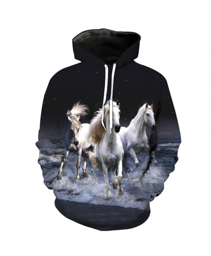 Fashion Sweatshirt Men Women 3d Hoodies Print Horse Animal Pattern Unisex Outerwear Hooded Spring Hoodies N