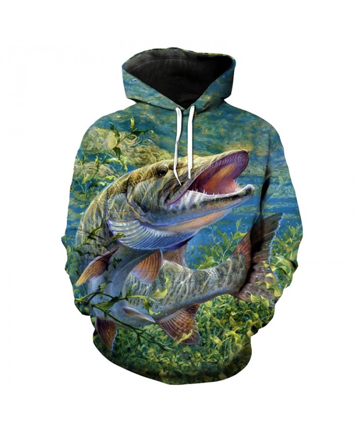 Fashion fish series hooded sweatshirt casual 3D pullover Men Women Casual Pullover Sportswear