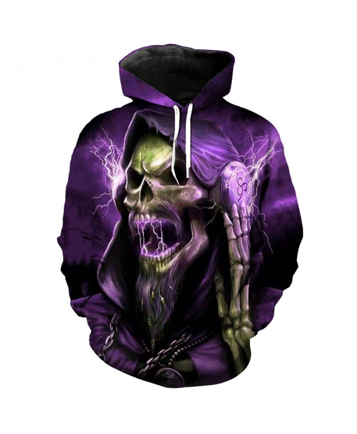 Fashion purple hoodie cool music DJ skull print hip hop streetwear hooded pullover Tracksuit Pullover Hooded Sweatshirt