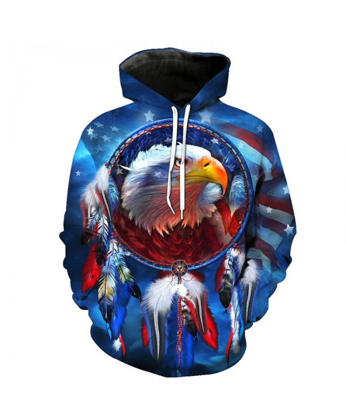 Feather Mirror Eagle American Flag Fashion Hooded Sweatshirt Autumn Hoodies Pullover Casual Hoodie Autumn Tracksuit Pullover Hooded Sweatshirt
