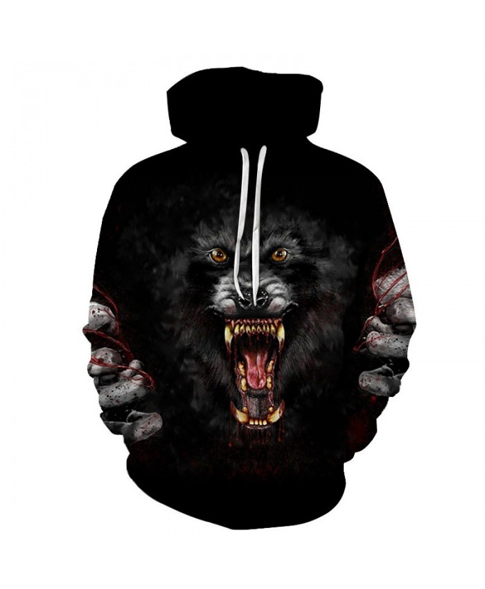 Ferocious Animal 3D Printed Men Pullover Sweatshirt Clothing for Men Custom Pullover Hoodie Casual Hoodies Men
