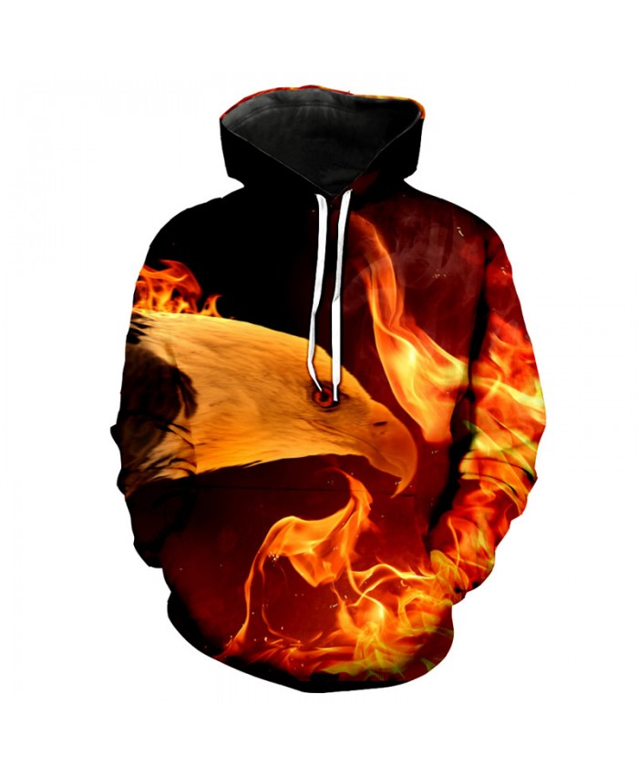 Fire Eagle Print Neutral Hoodies Sweat Casual Pullovers Casual Hoodie Autumn Tracksuit Pullover Hooded Sweatshirt