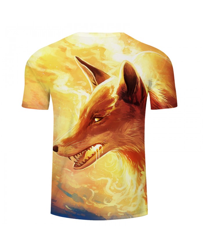 Fox Art Painting Youth Kids T Shirt 3D Printed Short Sleeve Crew Neck Tees Shirts for Boys Children