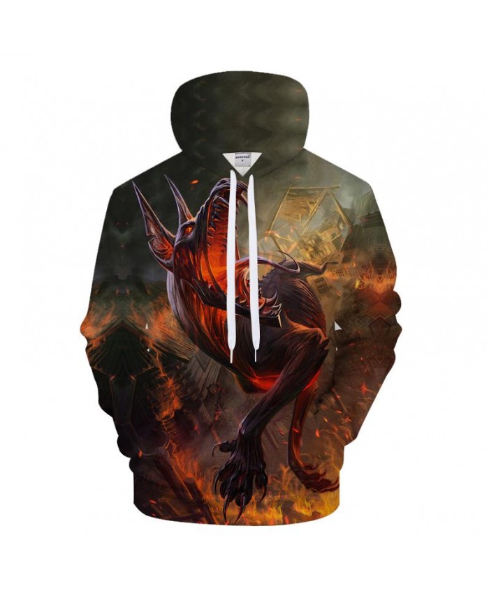 Fire Wolf Sweatshirt Men Hoodies Harajuku Tracksuit 3D Pullover Printed Hoody Funny Coat Autumn Clothing Drop Ship