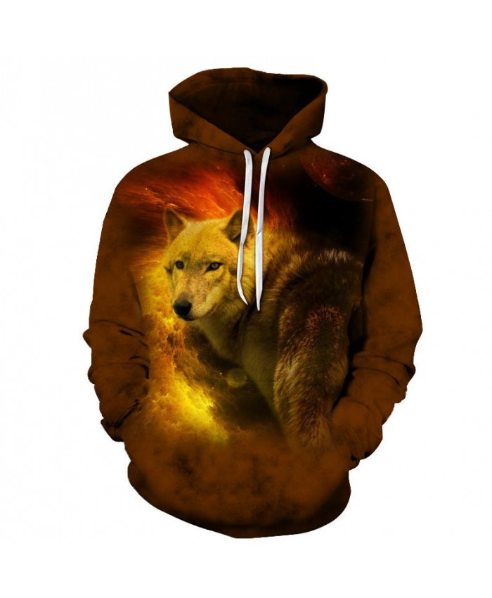 Fire Wolf Sweatshirts Men Hoodies Fashion Hoody Animal Tracksuits 3D Printing Pullover Autumn Coat Pocket Drop Ship