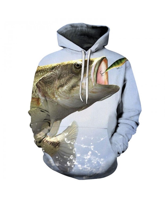 Fish Eating Flying Animals 3D Printed Men Pullover Sweatshirt Clothing for Men Custom Pullover Hoodie Streetwear