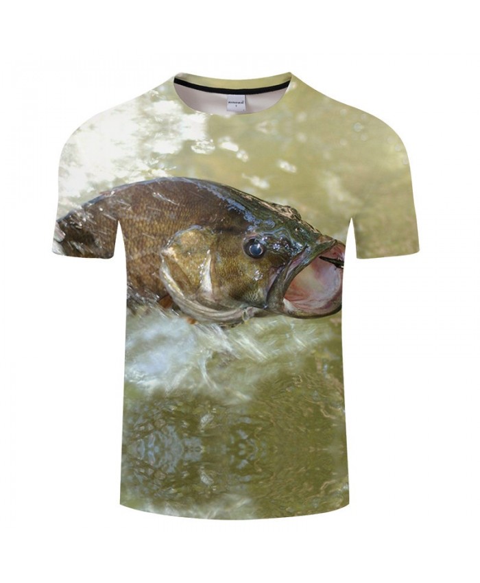 Fish Open Mouth 3D Print tshirt Men tshirt Summer Casual Short Sleeve Male Quick Dry O-neck Tops&Tee Drop Ship